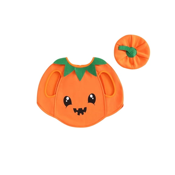 RUINIXCW Toddler Baby Halloween Pumpkin Costume Newborn Infant Girl Boy Fall Winter Clothes Grimace Sleeveless Vest with Hat Halloween Cosplay Outfit