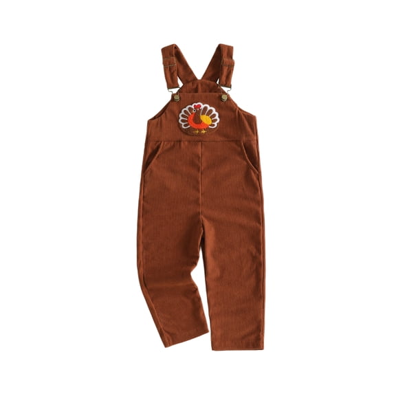 RUINIXCW Toddler Baby Thanksgiving Jumpsuit Turkey Embroidery Sleeveless Overalls