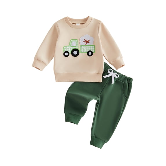 RUINIXCW Toddler Boy Fall Outfit Long Sleeve Crew Neck Pullover Sweatshirt and Pants