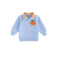 thumbnail image 1 of RUINIXCW Toddler Boy Girl Halloween Outfit Infant Baby Girl Boy Fall Winter Sweatshirt Clothes Pumpkin Embroidery Lapel Neck Half Zipper Long Sleeve Pullover Tops, 1 of 9