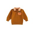 thumbnail image 1 of RUINIXCW Toddler Boy Girl Halloween Outfit Infant Baby Girl Boy Fall Winter Sweatshirt Clothes Pumpkin Embroidery Lapel Neck Half Zipper Long Sleeve Pullover Tops, 1 of 9