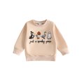 thumbnail image 1 of RUINIXCW Toddler Baby Boy Girl Halloween Sweatshirt Outfit Infant Fall Winter Clothes Pumpkin Ghost Letters Embroidery Crew Neck Pullover Shirts Tops, 1 of 10