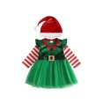 thumbnail image 1 of RUINIXCW Toddler Girl Christmas Dress Long Sleeve Tulle Dress Elf Costume with a Hat, 1 of 8