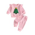 thumbnail image 1 of RUINIXCW Toddler Girl Christmas Outfit Ruffle Long Sleeve Striped Sweatshirt Pants, 1 of 8