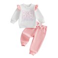 thumbnail image 1 of RUINIXCW Toddler Girl Fall Outfits Cute Letter Embroidery Long Sleeve Tops and Pants, 1 of 8
