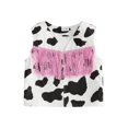 thumbnail image 1 of Svuitmsl Toddler Girl Vest Cow Pattern Tassel Sleeveless Boho Western Cowgirl Jacket, 1 of 8