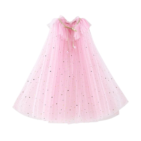 RUINIXCW Toddler Girls Fairy Princess Costume Kids Princess Cape Tulle Capes Costume Tie-up Sparkling Sequins Cloak Halloween Stage Dress Up Clothes