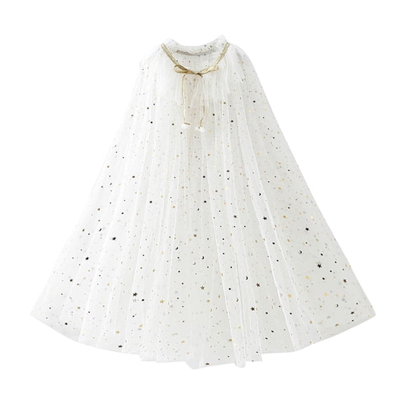RUINIXCW Toddler Girls Fairy Princess Costume Kids Princess Cape Tulle Capes Costume Tie-up Sparkling Sequins Cloak Halloween Stage Dress Up Clothes