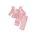 thumbnail image 1 of RUINIXCW Toddler Girls Fall Outfits Long Sleeve Striped Tops and Ruffled Pants Set, 1 of 8