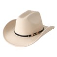 thumbnail image 1 of RUINIXCW Western Cowboy Hat for Men Women Cowgirl Hat Classic Felt Roll Up Fedora Hat with Buckle Belt Wide Brim Jazz Hat Themed Party Cap Wedding Party Costume, 1 of 8