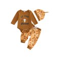 thumbnail image 1 of RUINIXCW Western Baby Boy Cowboy Outfit My First Rodeo Newborn Baby Boy Hospital Coming Home Clothes Infant Highland Cow Print Long Sleeve Romper and Pants Hat Set, 1 of 8