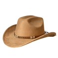 thumbnail image 1 of RUINIXCW Western Cowboy Hat for Men Women Cowgirl Hat Classic Felt Roll Up Fedora Hat with Leather Buckle Belt Wide Brim Jazz Hat Themed Party Cap Wedding Party Costume, 1 of 9