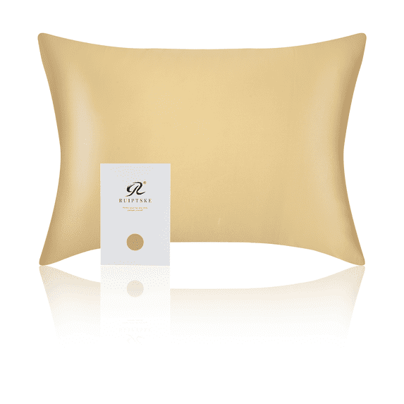 RUIPTSKE 100% Mulberry Silk Pillowcase, 22 Momme 600 Thread - 1 Pcs Champagne Queen 20'' x 30''