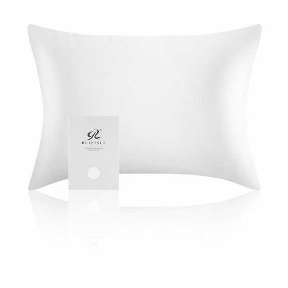 RUIPTSKE 100% Mulberry Silk Pillowcase, 22 Momme 600 Thread - 1 Pcs White Queen 20'' x 30''