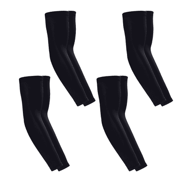 RUIPTSKE 4 Pairs UV Protection Sports Arm Compression Sleeves, One Size Fits All, for Outdoors, Black+Black