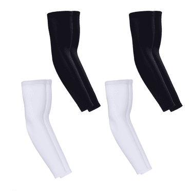 RUIPTSKE 4 Pairs UV Protection Sports Arm Compression Sleeves, One Size Fits All, for Outdoors, White+Black