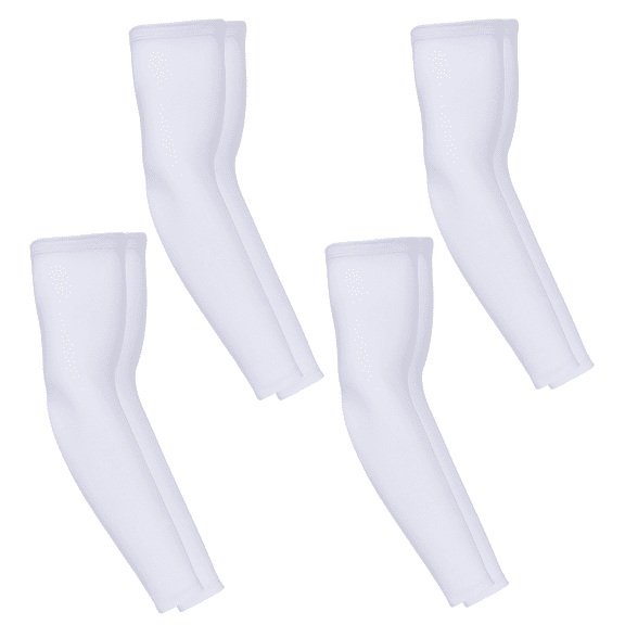 RUIPTSKE 4 Pairs UV Protection Sports Arm Compression Sleeves, One Size Fits All, for Outdoors, White+White