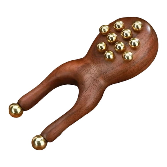 RUIQPGRT Acupressure Tool, Sandalwood Brass Bead Massager for Facial Reflexology, Sculpting, Pressure Point & Wellness Routine