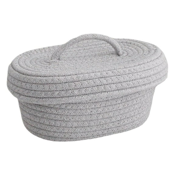RUIQPGRT Fall Room Decor Oval Baskets With Lids Decorative Baskets With Lids For Organizing Natural Cotton Rope Lidded Baskets With Handles Storage Baskets With Lids 1PC Storage Case Clearance