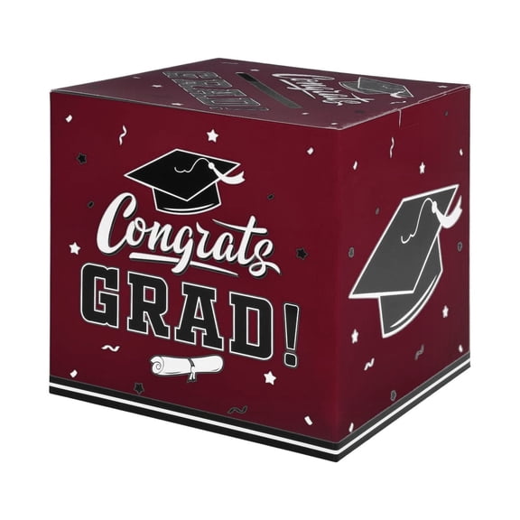 RUIQPGRT Graduation Decorations 2026 Grad Card Box for Gift Graduation Party Favors Decor Party Supplies (Burgundy)