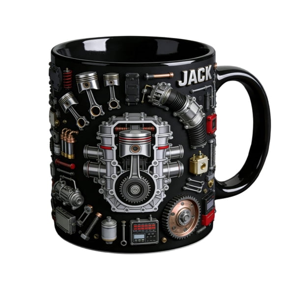 RUIQPGRT Personalized Car Engine Disassembly Cup 2D Printing Watermark Cup A Technical Art Mechanical Engineering Passion and Mechanical Art Cup for Car Enthusiasts Kitchen Clearance