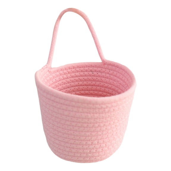 RUIQPGRT Small Cotton Rope Basket with Handle 6"x 5" Gift Basket for Birthday, Easter, Christmas and Home Decor