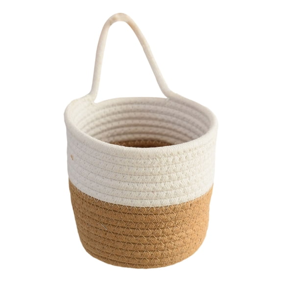 RUIQPGRT Small Cotton Rope Basket with Handle 6"x 5" Gift Basket for Birthday, Easter, Christmas and Home Decor