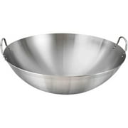 RUIQPGRT Stainless Steel Wok, Dual Handled Round Bottom Traditional Cooking Pot, Round Bottom Cooking Pan Stainless Steel for Kitchen Restaurant Home Big Clearance