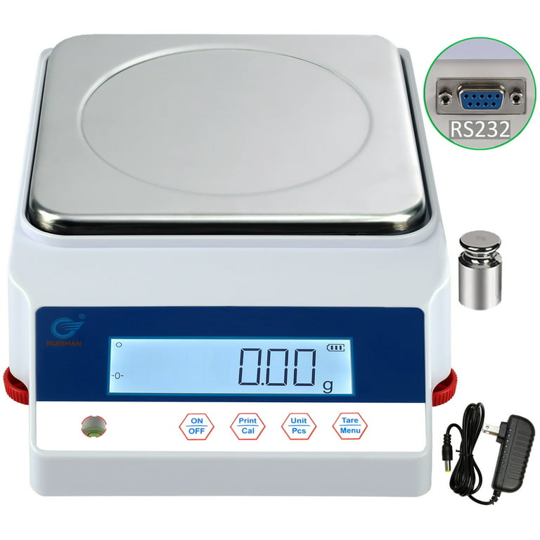 U.S. Solid High Precision Lab Scale Digital Electronic Analytical Balance 2kg x 0.01g, SS Rectangular Pan with Calibration Weight