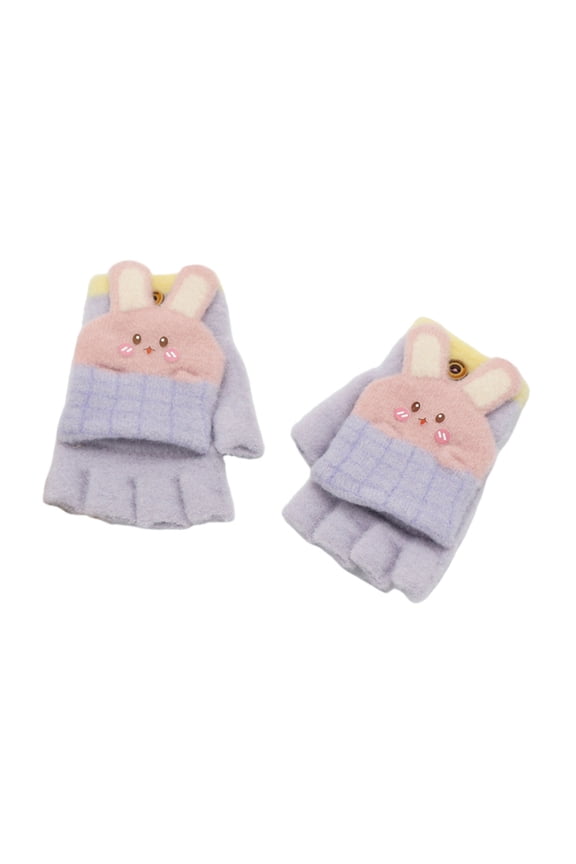 1 Pair Kids Convertible Gloves Split Finger Fingerless Gloves Warm Lid Mittens for Fall Winter Outdoor Activity