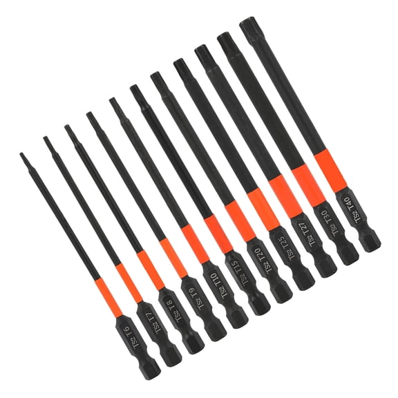 RUISINERY 11pieceS 100mm Hexes Screwdriver Bits T 10-T40 Steel Magnetic Security Star Hexes Screwdriver Bits Set for Screwdrivers