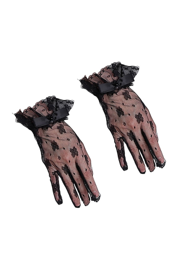 1pair Elegant Women Lace Gloves Weddings Short Gloves Elegant Bows Gloves for Bridal Accessories