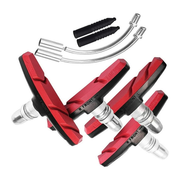 RUISINERY 2 Pair Bicycles Quiet Brake Pad Set Mountain Bike Brake Block Bike Wheel Brake Pad with Bend Pipe & Rubber Sleeve