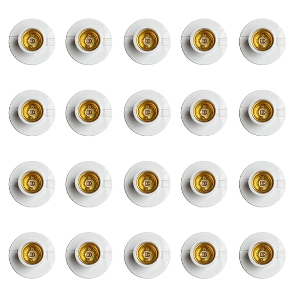 RUISINERY 20pieces Box E27 Base Round Lamp Holder Socket Screw Lamp Stand For Ceiling Lights And Pendant Fixtures In White