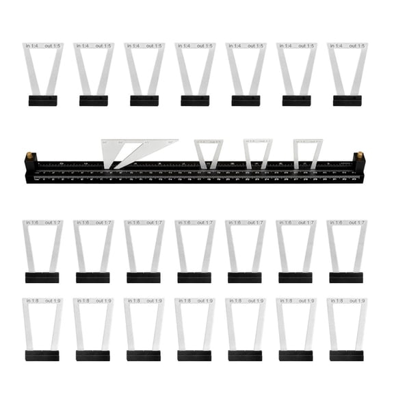 RUISINERY 28pieces Adjustable Dovetails Marking Gauges Set Dovetails Template with Metric & Inches scale for Woodworking Projects
