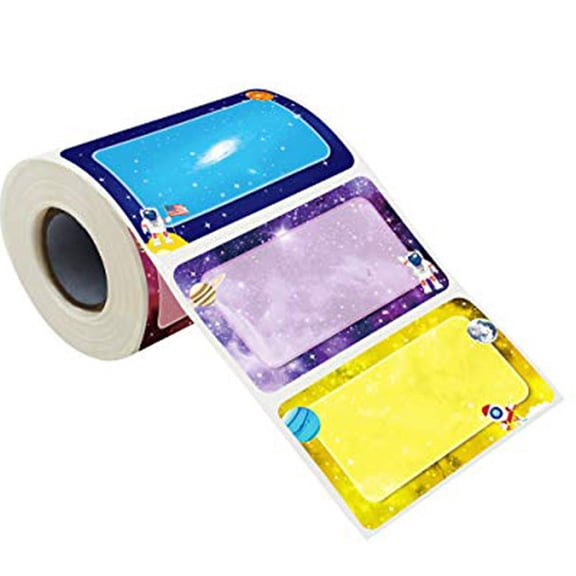 RUISINERY 300Pieces Cartoon Planet Name Labels Sticker 2.2x3.5Inch Adhesive Name Labels for Daycare School Themed Party