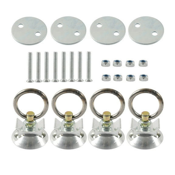 RUISINERY 4 Sets Tie Down Systems Round Tie Down Anchors Point Set with Round Rings for Truck Beds Trailer to Tie Down Motorcycle