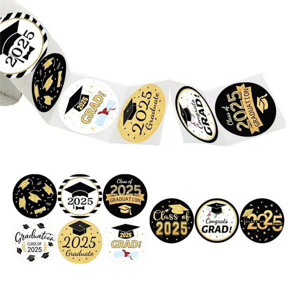 RUISINERY 500pieces Class Of 2025 Graduation Themed Sticker Adhesive Labels 1.5Inch Seal Sticker For Seal Envelope Card Wrapping