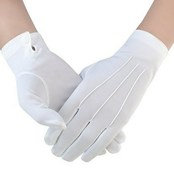 RUISINERY Adult White Gloves for Ceremony School Boys and Girls White Elastic Gloves for Dress Etiquette Gloves Stage Performances