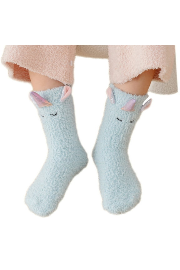 Baby Ankle Socks Kids Boys Girls Unicorns Pattern Socks Soft Fleece Socks Warm Thick Socks for Toddler 1-12 Year