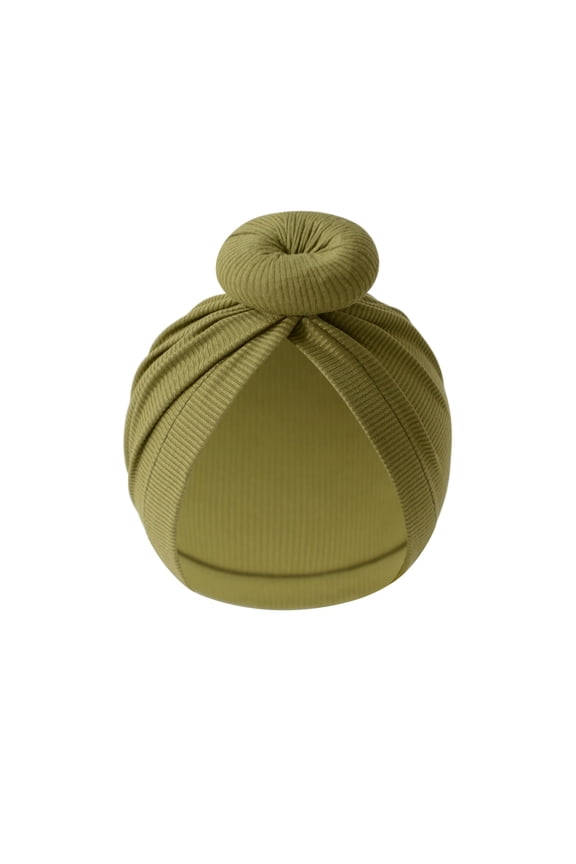 Baby Cotton Turban Hat Elastic Bonnet Caps Headgear with Soft Knotted Bun Design for Newborn Girls 0 to 6 Months