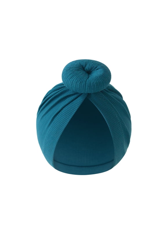 Baby Cotton Turban Hat Elastic Bonnet Caps Headgear with Soft Knotted Bun Design for Newborn Girls 0 to 6 Months