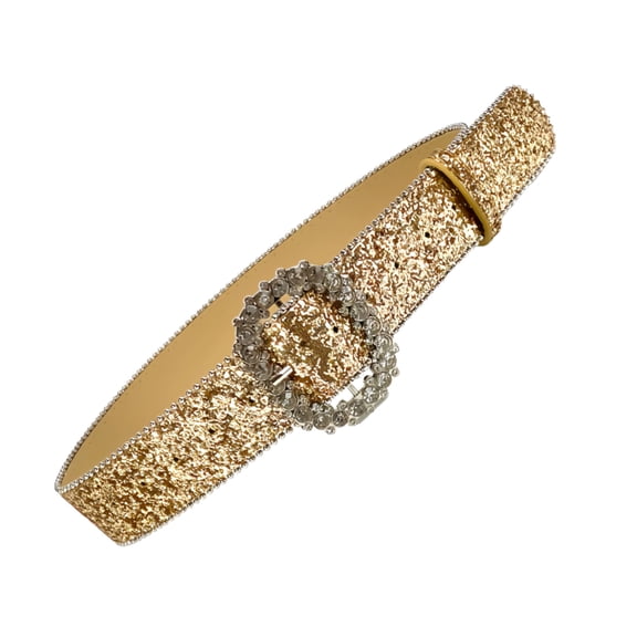 RUISINERY Blingbling Rhinestones Buckle Belt for Women Girl Sequins PU Belt for Evening Party Dresses New Year Party Waist Ornamen