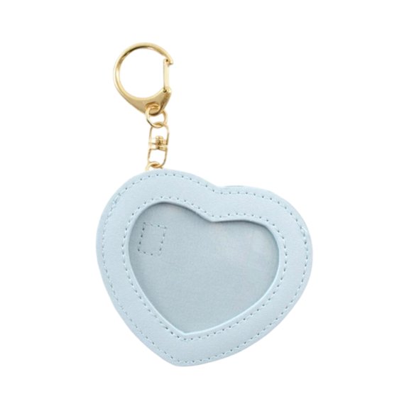 RUISINERY Cartoon Heart Shape Badge Holder Keychain Anime Pin Pendant PU Leather Display Protector Bag for Students and Collectors