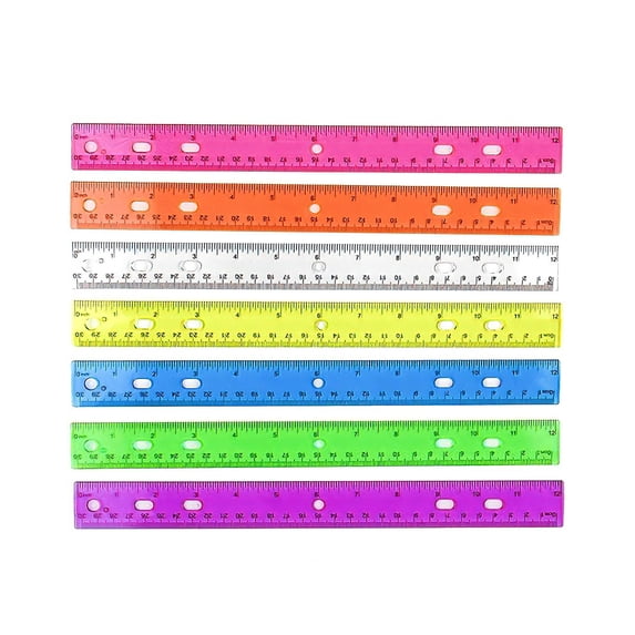 RUISINERY Clear Ruler with Hole 12Inch Straight Ruler Inches and Centimeters Double Scale Ruler Drawing Ruler Math Measuring Tool