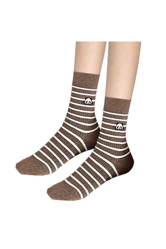 Cotton Calf Socks with Cartoon Panda Embroidery for Women Teens Korean Preppy Student Middle Tube Socks Hosiery