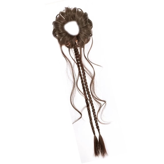 RUISINERY Double Braid Ponytail Hair Bun Synthetic Hair Extension Elastic Bun Loop For Women Natural Black Brown