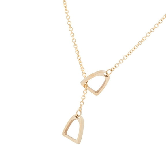 RUISINERY Double Horse Stirrups Lariat Necklace Unique Horse Stirrups Necklace Delicate Horseshoe Neck Ornament For Horse Lovers