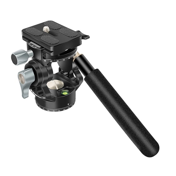 RUISINERY Double Panoramic Tripod Fluid Head Small Pan Tilt Head Quick Release Plate and Handle For DSLR And Small Video Cameras