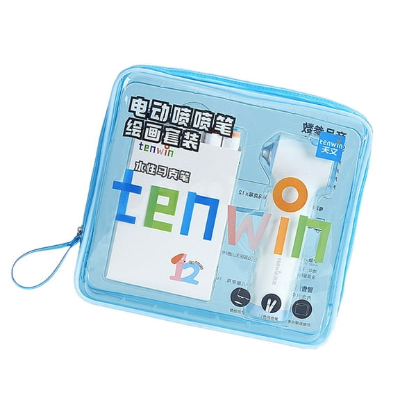 RUISINERY Electric Paint Sprayer Pen Set With 12 Color Markers Sprayer Pen And 3 Drawing Stencils For Kid Student Art Painting